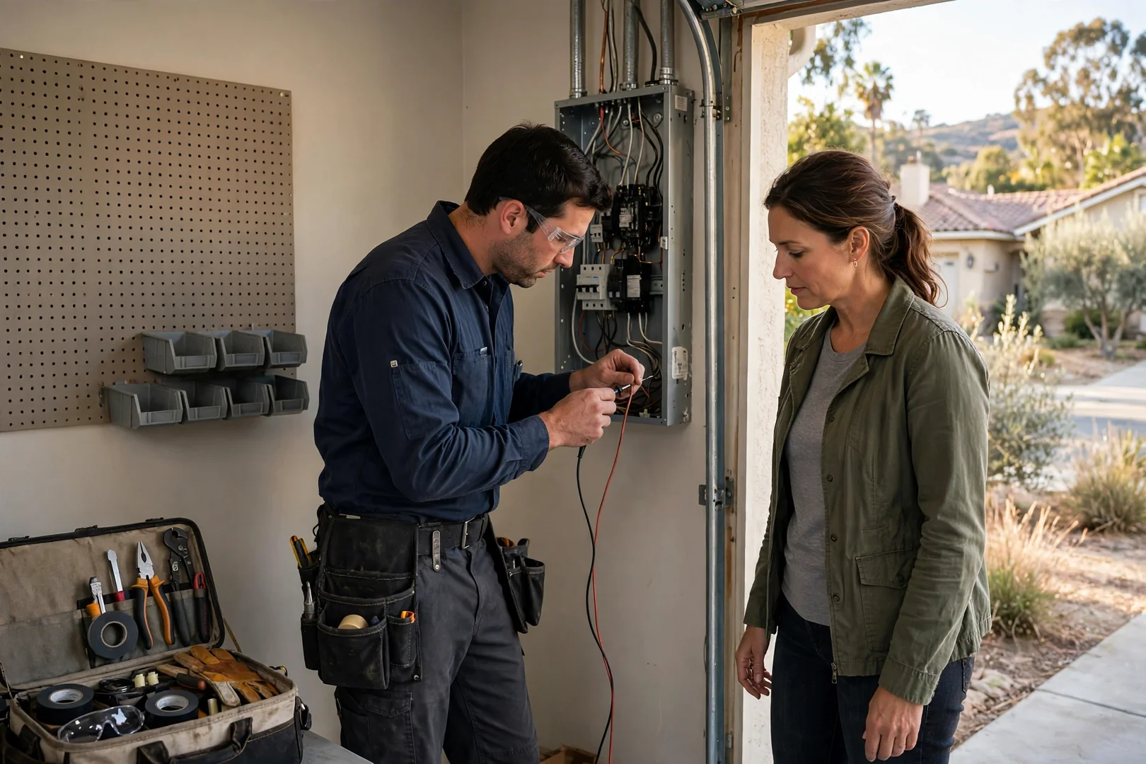 Homeowner calling a Santa Clara electrician to schedule a service appointment