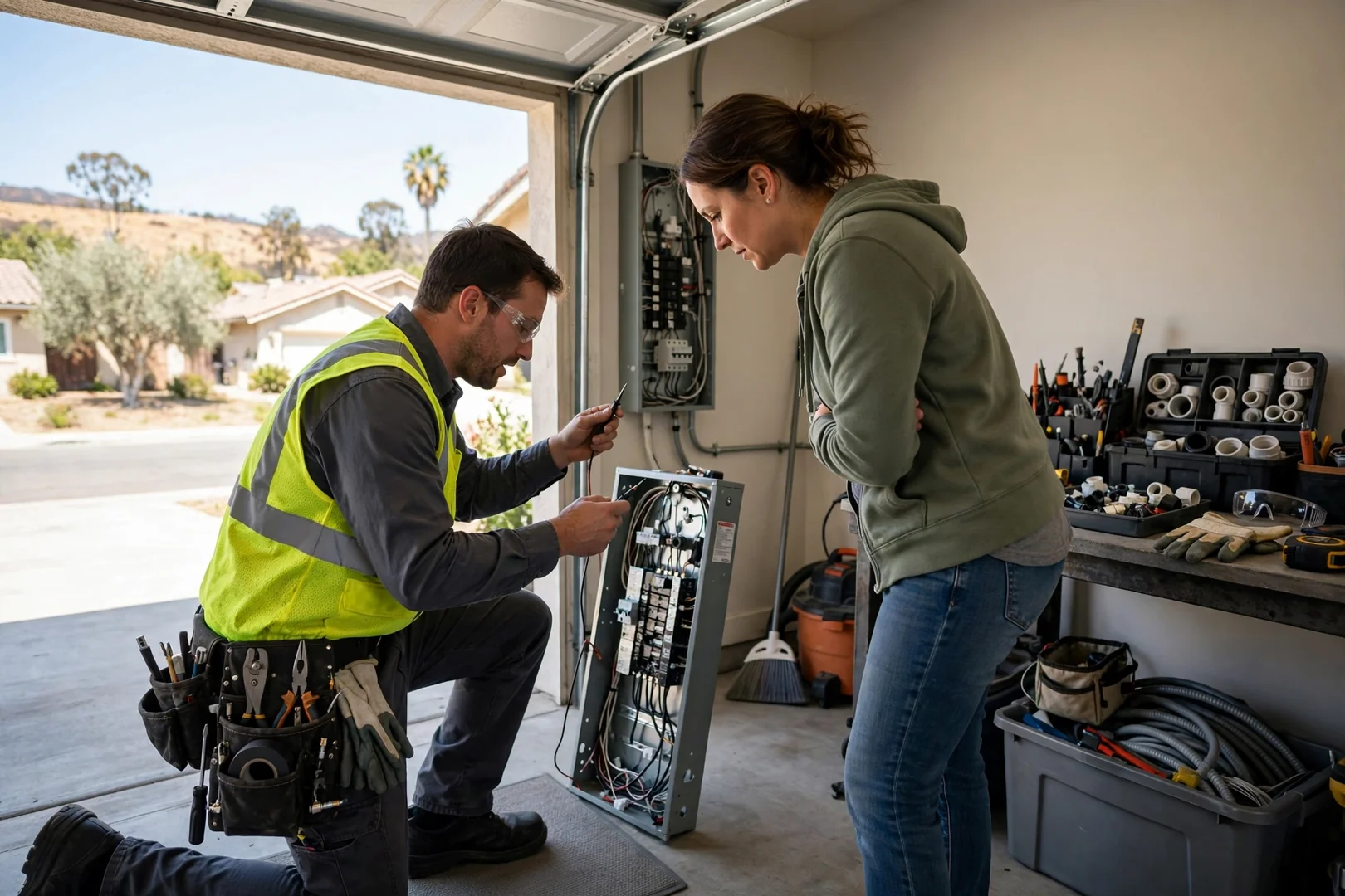 Standby generator installed beside a residential home in Santa Clara