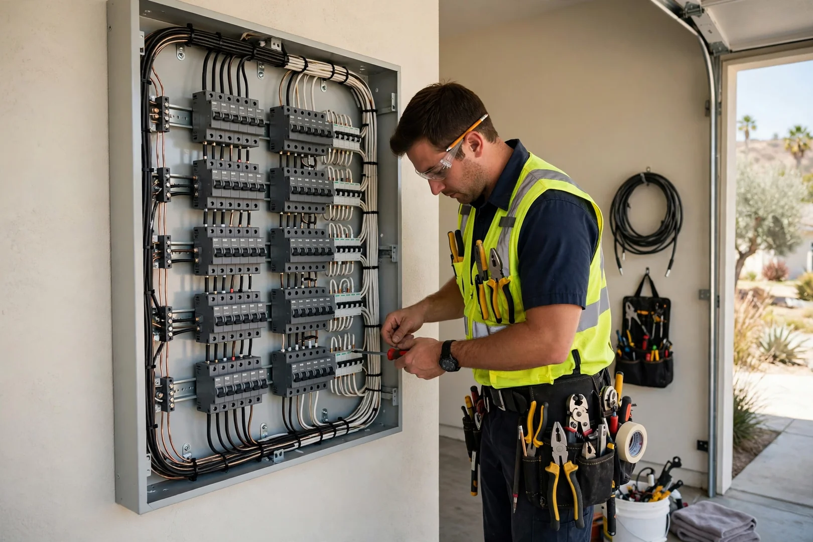 Finished result of neatly labeled circuits inside a modern residential service panel